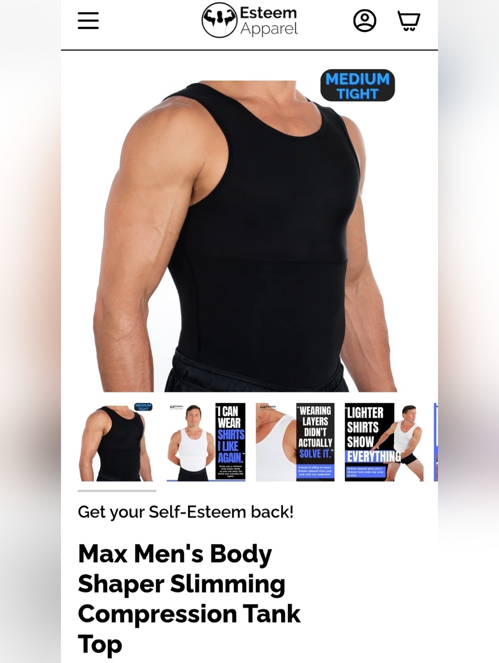 Men's Body Shaper Slimming Tank - Black